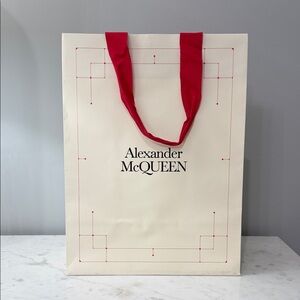Alexander McQueen Ivory and Red Shopping Bag